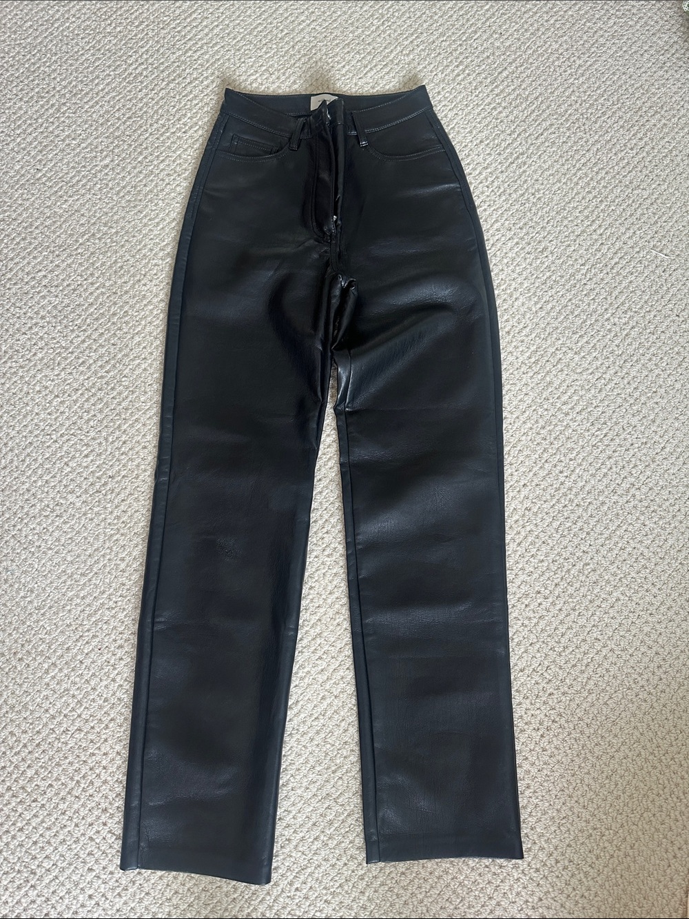 Wilfred Straight-Leg Black Faux Leather Jeans